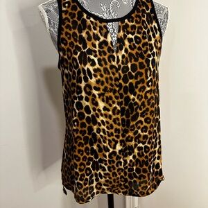 EUC Express Keyhole Cheetah Print Small Sleeveless Women’s Tank Top. Zipper Back